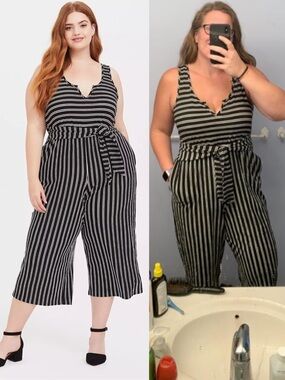 NWT Torrid Black & White Stripe Rib Culotte Jumpsuit Boho Playsuit Wide Leg